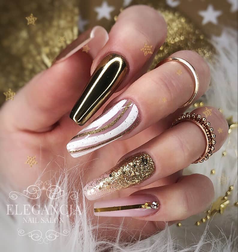 metallic gold nail polish with glitter