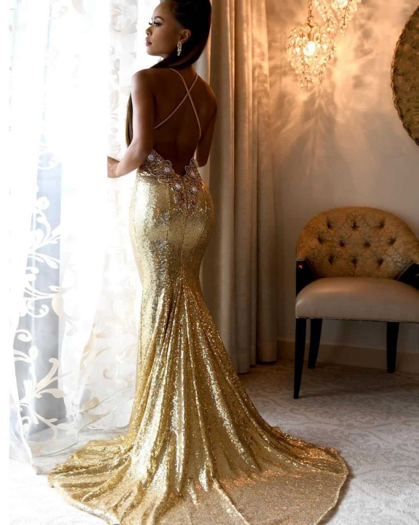 gold goddess prom dress