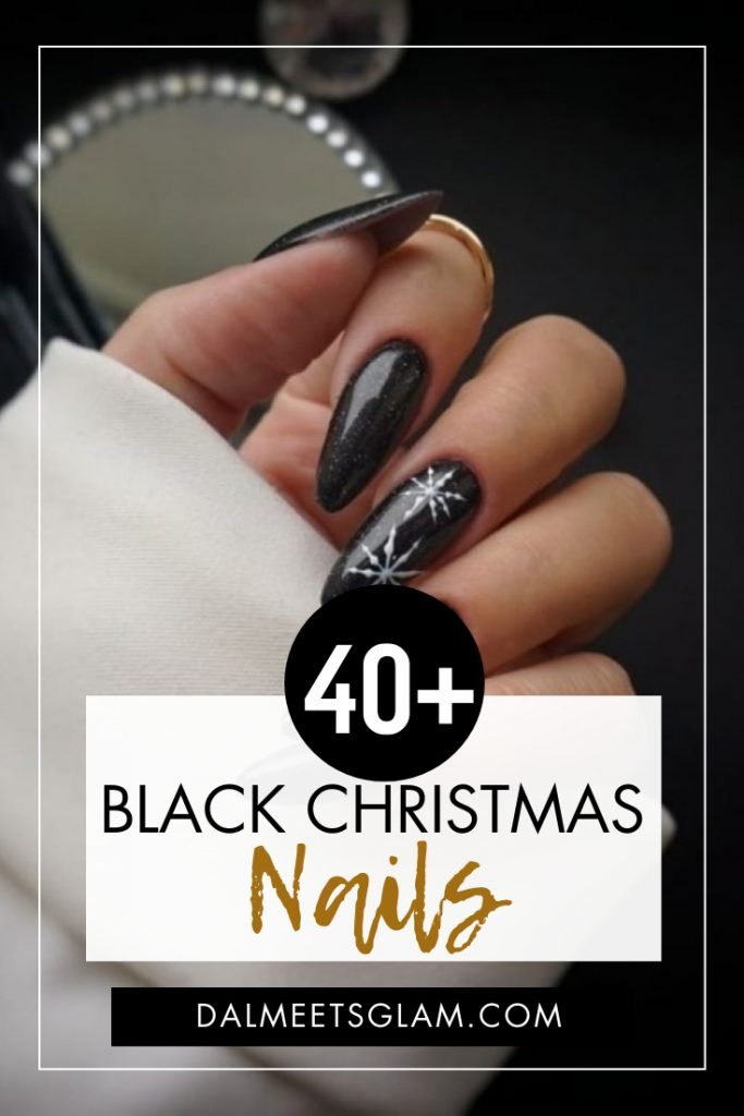 40+ Black Christmas Nails That Scream Holiday Vibes