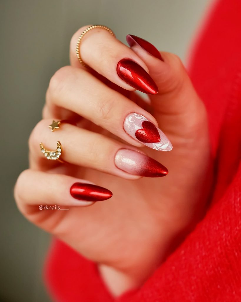 Red Valentine's Day Nails To Glam Up For Your Date